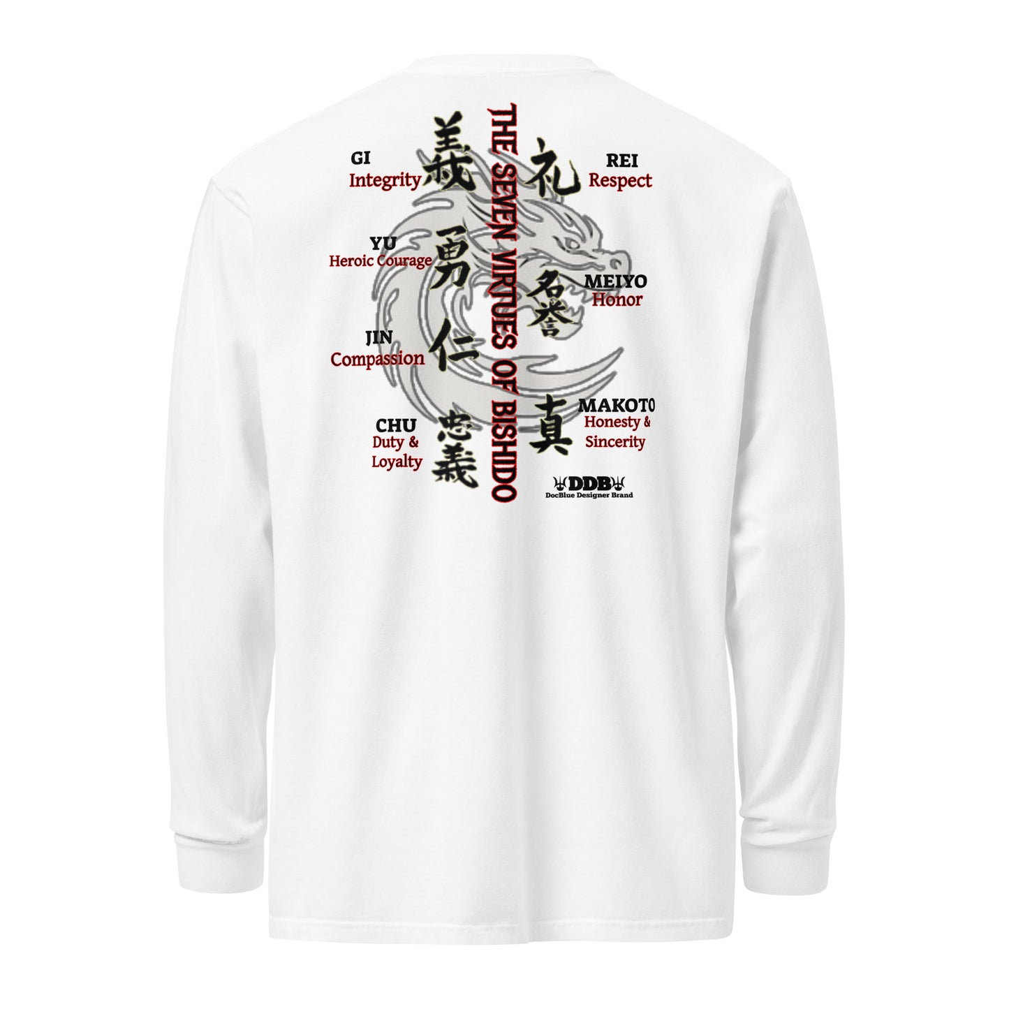 DDB Virtues of Bishido Heavyweight Long-Sleeve T-shirt 01, by DocBlue Designer Brand